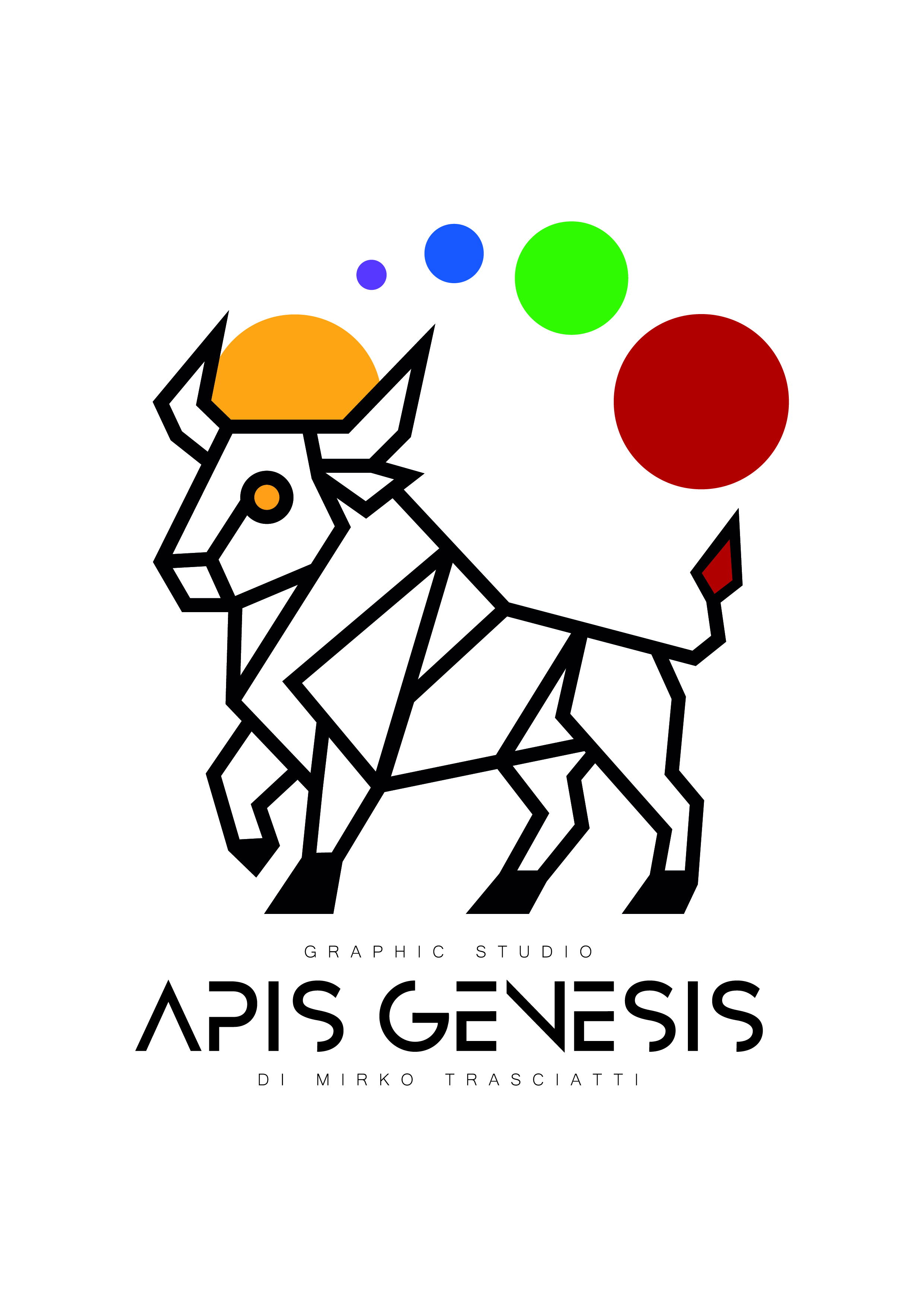 Logo ufficiale Apis Genesis: toro geometrico con colori primari
